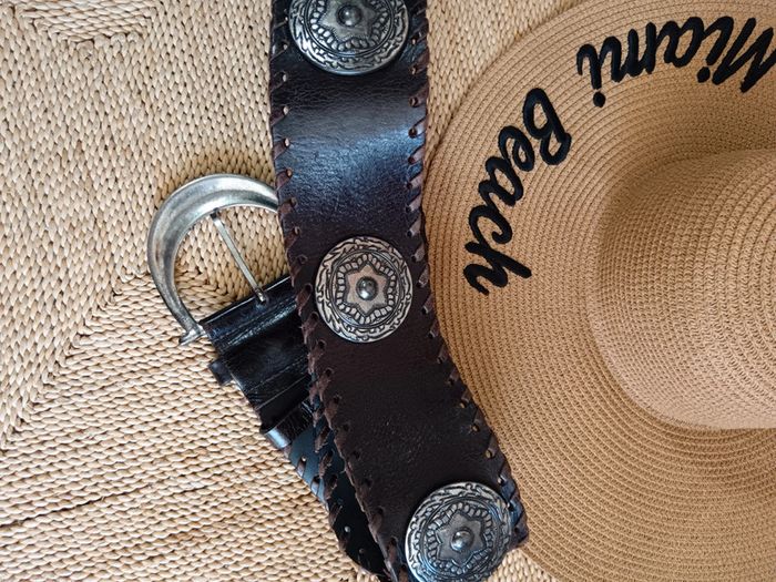 Richard Gampel | ceinture large cuir marron | t. 85 - photo numéro 11