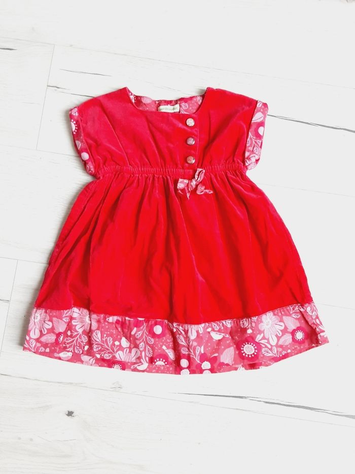 Vêtement fille robe rouge velours Vert Baudet 3 ans