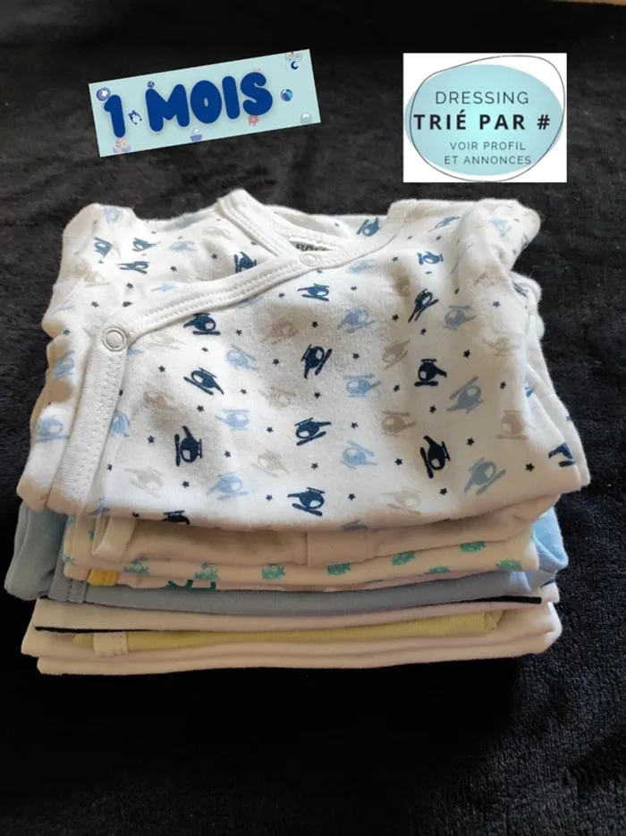 Lot de 9 body manches courtes 1 mois