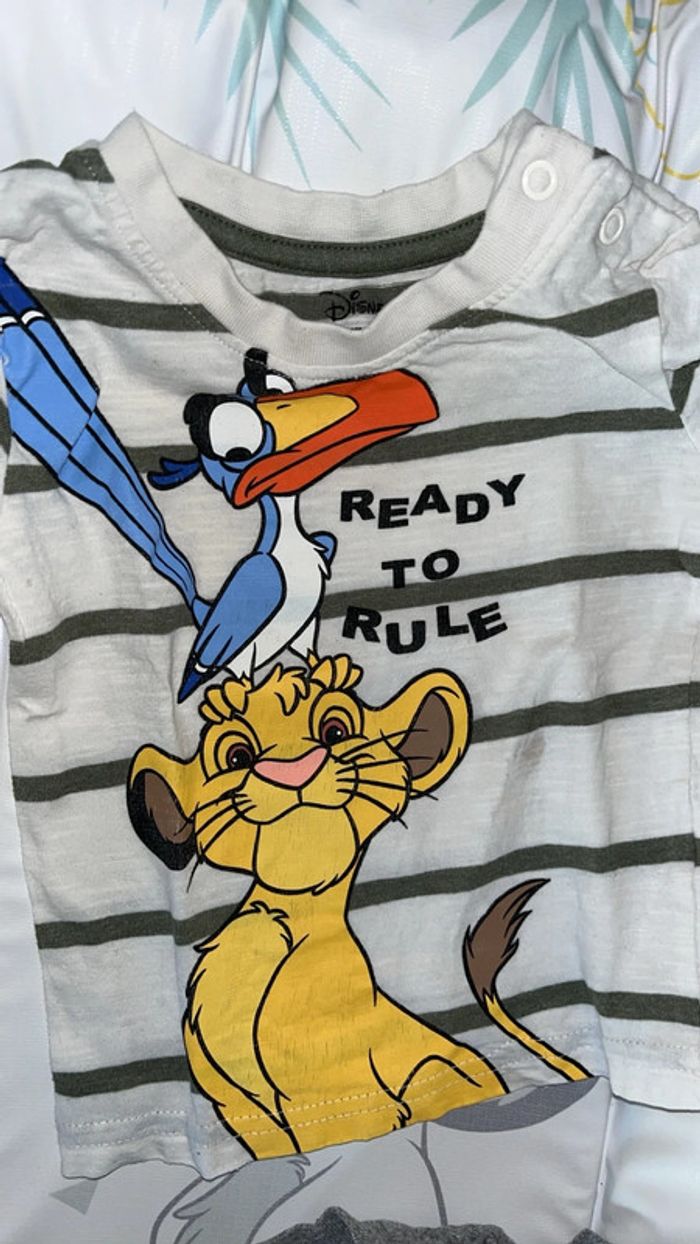 Lot 2 tee shirt manches longues simba roi lion 6mois Disney primark - photo numéro 5