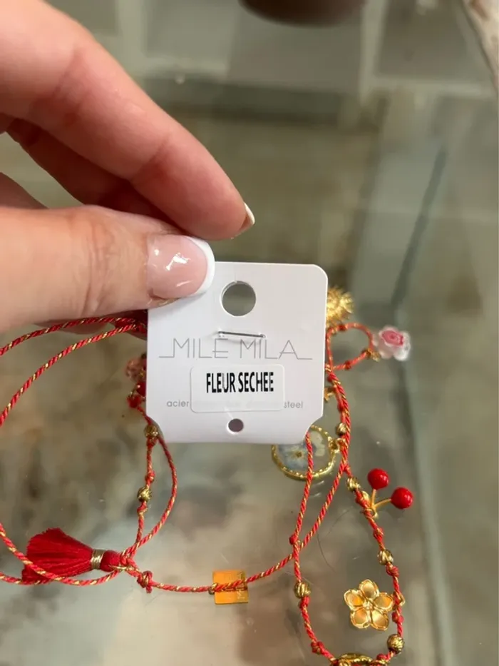 Collier tendance réglable tons rouges Mile Mila - photo numéro 11