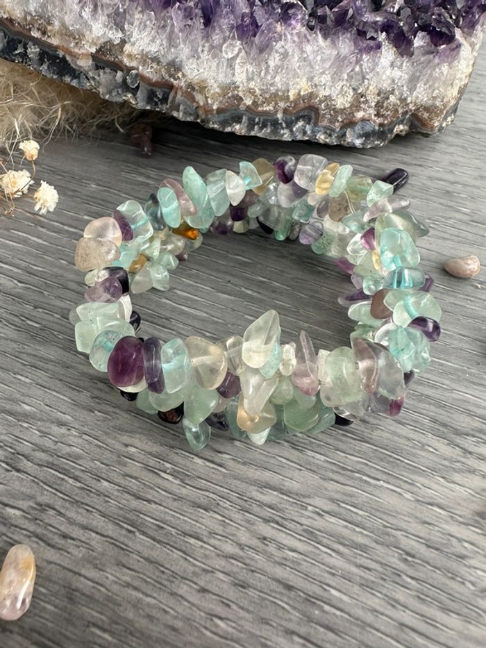 Bracelet large en fluorite véritable du Mexique - Pierre véritable