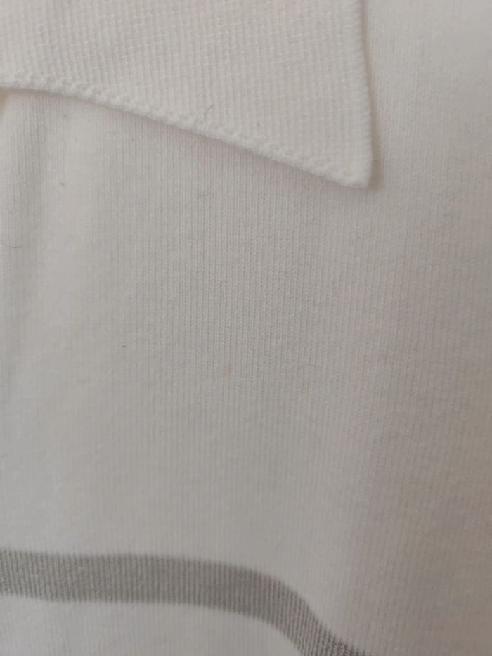 Débardeur blanc et gris à rayures type marinière avec col Duger taille 3 Made in France - photo numéro 3