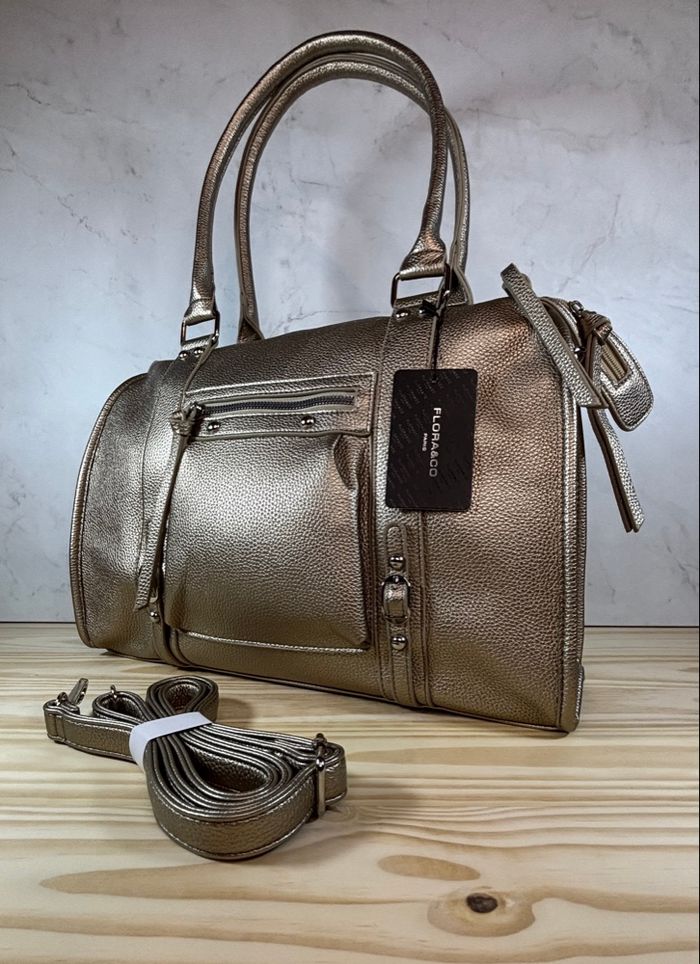 Sac taupe métal tendance chic et stylé grand format neuf - photo numéro 4