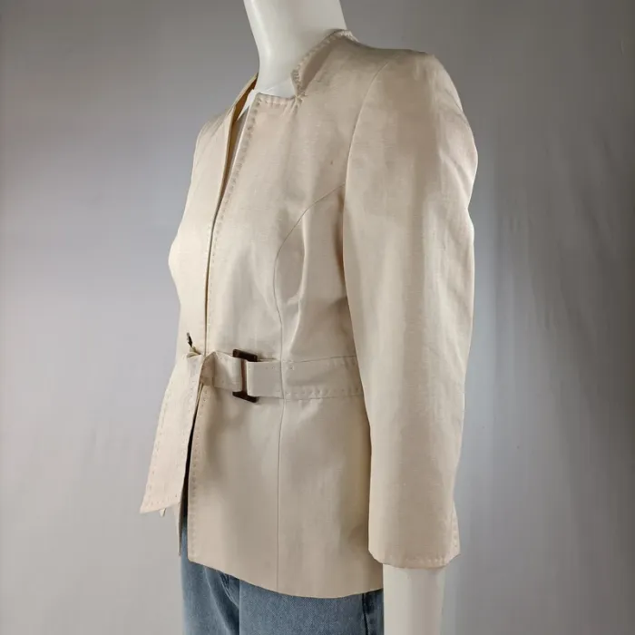Veste cintrée , habillée élégante blanc cassé, crème- 1 2 3 - ceinture Taille 38 - LE - photo numéro 3