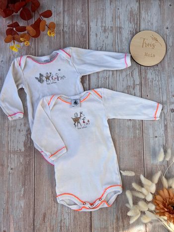 Lot de 2 t-shirts manches longues petit bateau 3 mois