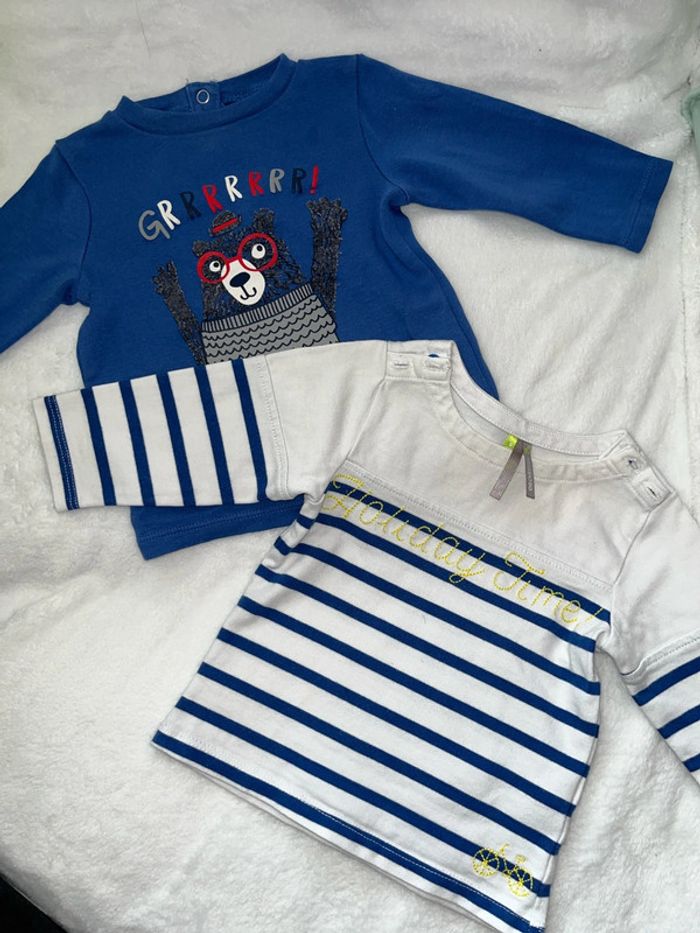 2 pulls manches longues 67cm 6 mois