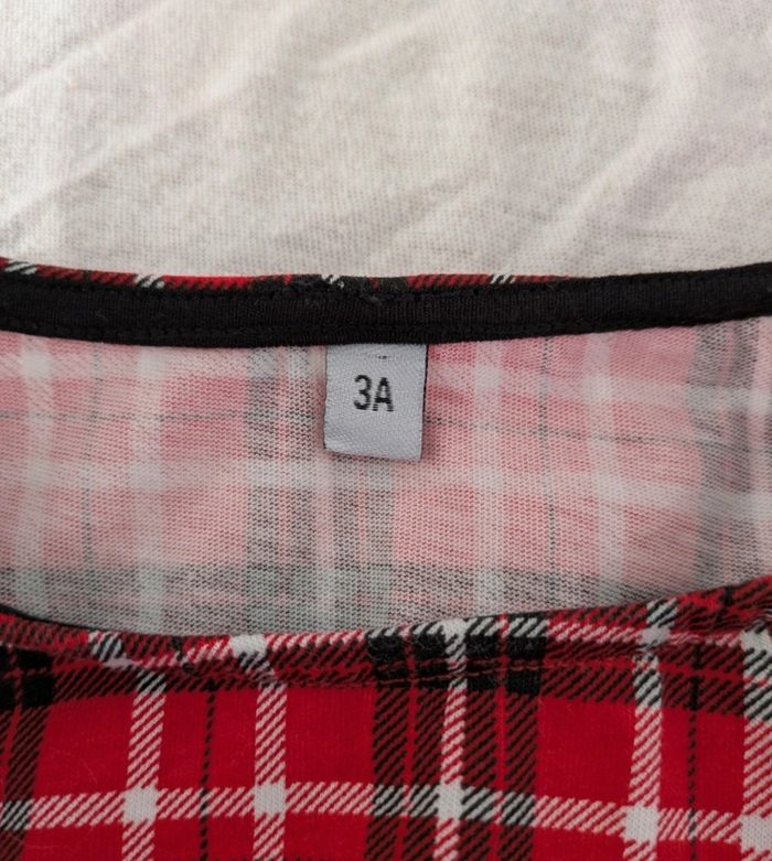 Ensemble fille 3 ans - Haut écossais rouge à volants + Legging texturé - photo numéro 3