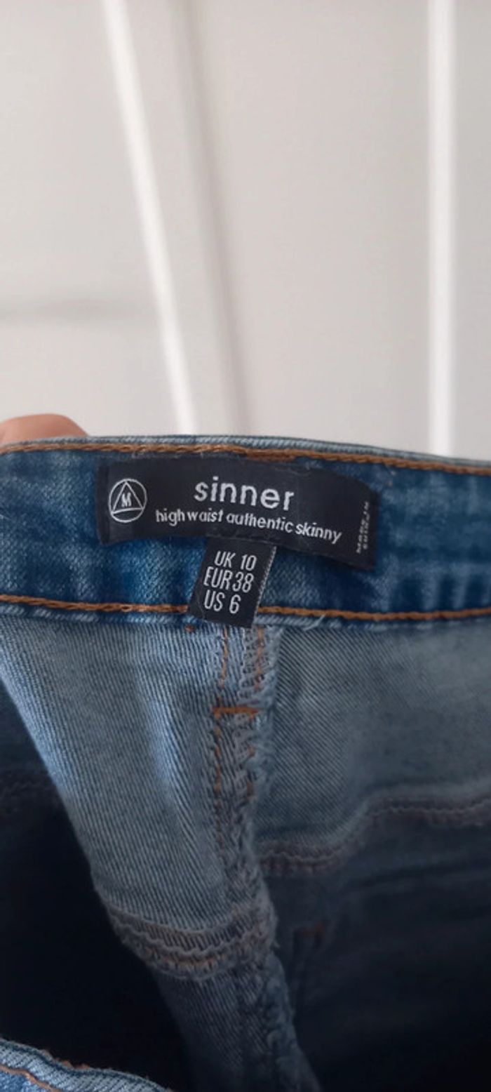 Jean skinny troué bleu missguided 38 - photo numéro 5