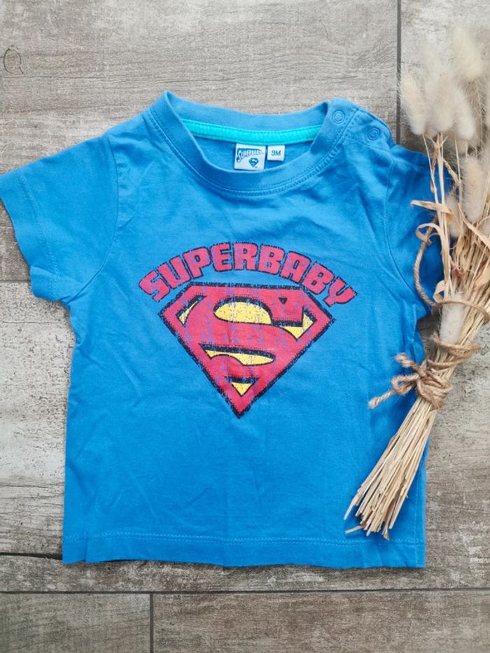 🌺Teeshirt Superman Superbaby 9mois bleu rouge jaune
