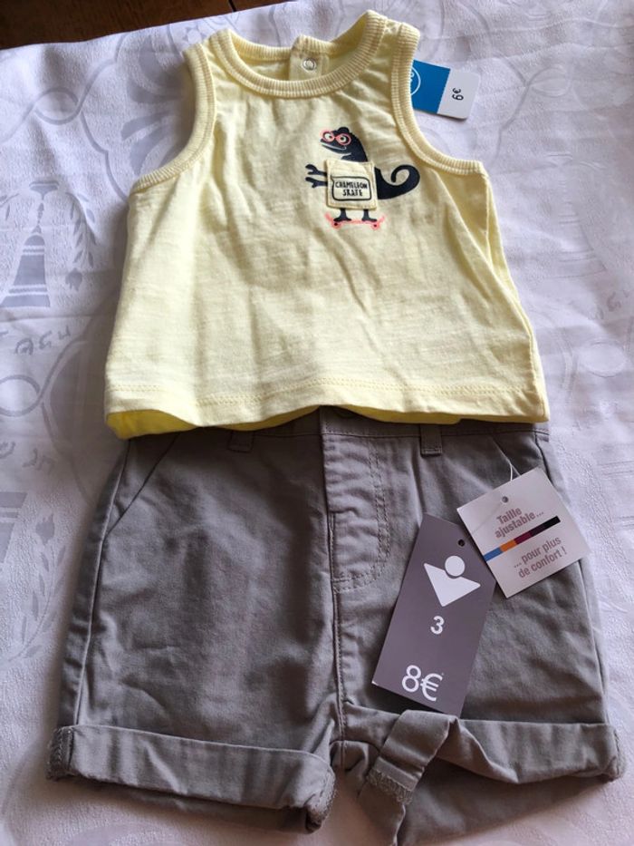 Ensemble garçon neuf 3 mois short et tee shirt