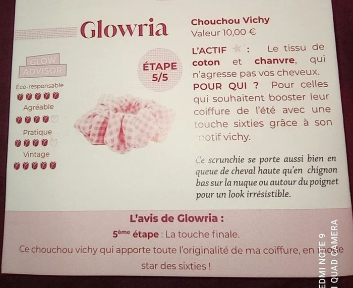 Chouchou élastique vichy rose sixties éco responsable, Glowria, NEUF - photo numéro 2
