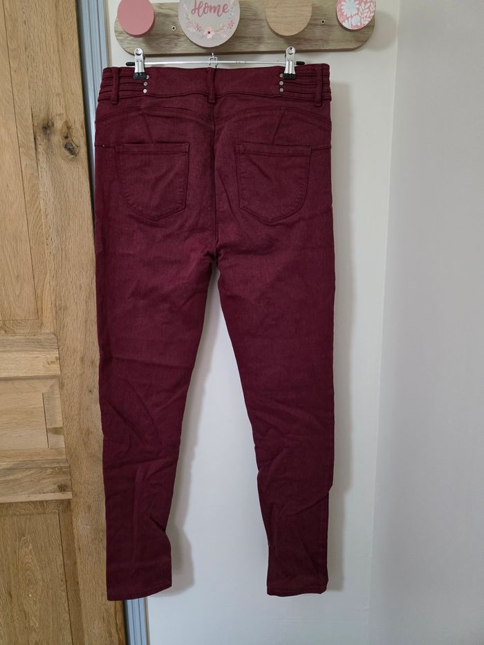 Pantalon skinny bordeaux - photo numéro 4