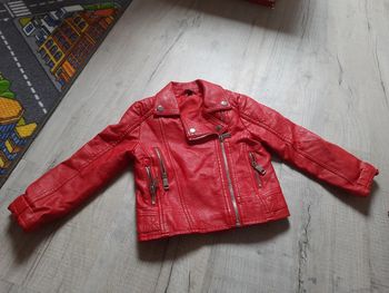 Veste Blouson rouge simili cuir 4 ans