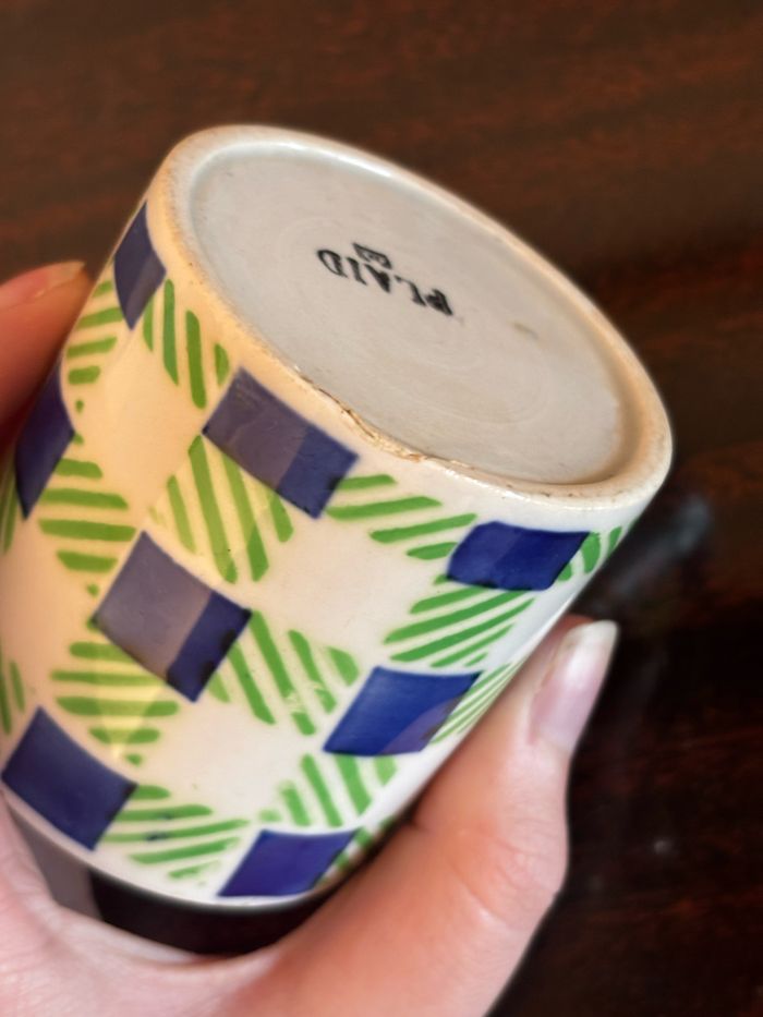 Ensemble de 6 tasses et soucoupes Digoin Sarreguemines Plaid - photo numéro 8