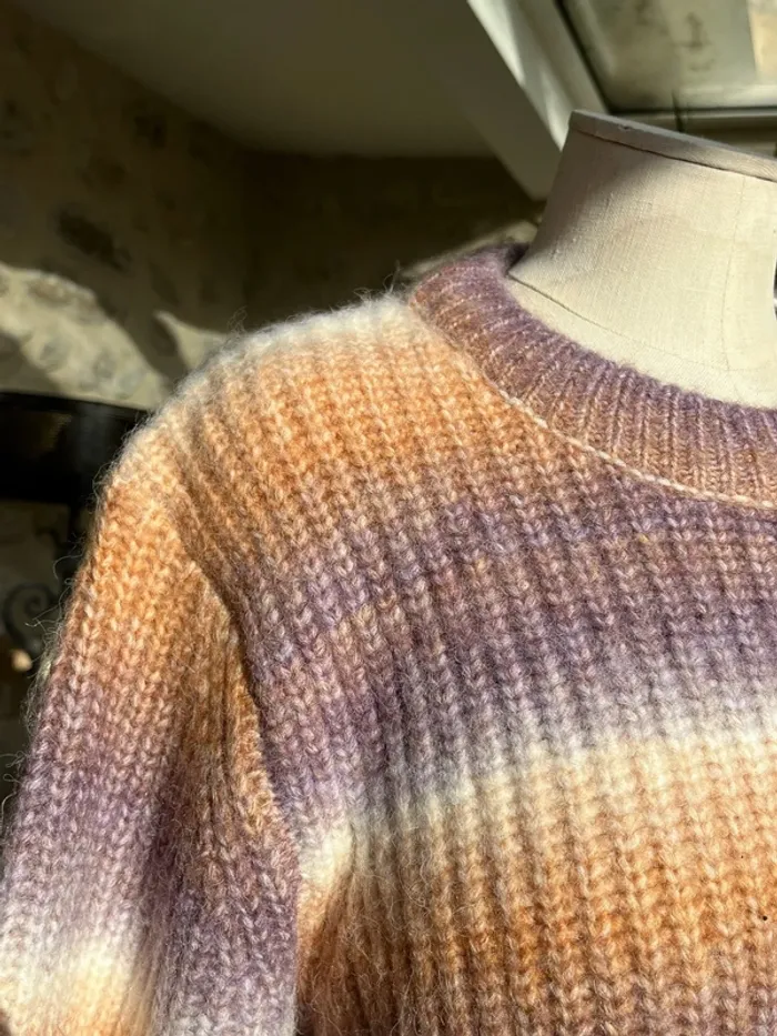 Ghanda - Pull knit tie and dye violet orange et blanc dégradé gradient - photo numéro 5