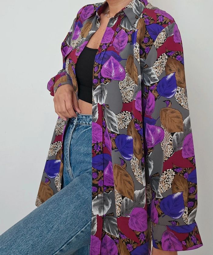 Chemisier à motifs floraux vintage 90s oversize - photo numéro 4