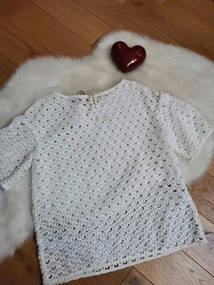 😍 Magnifique T-shirt ajourée en dentelle Blanche | Claudie Pierlot | Taille 38 😍 - photo numéro 5
