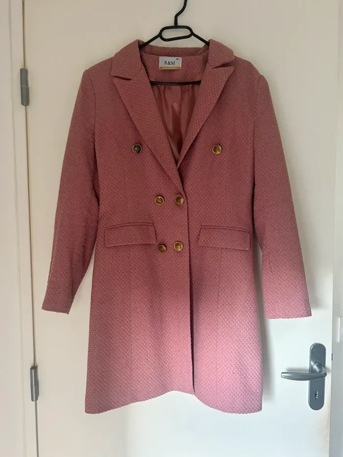 Manteau long rose taille 42