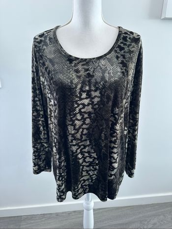 Blouse en velours python serpent kaki et noir Pause Café Vintage T50 5XL