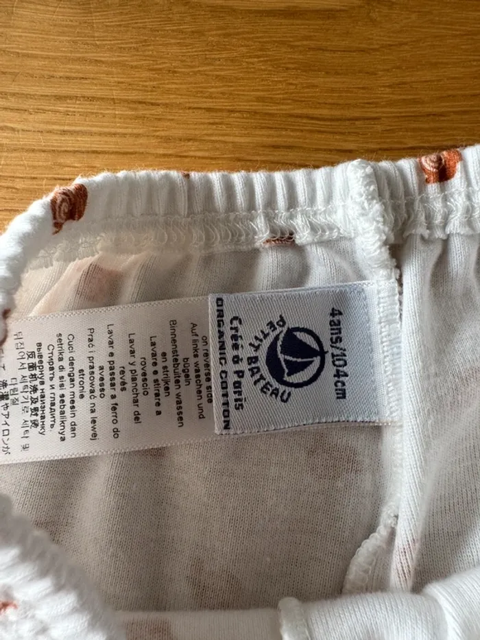 Pyjama 2 pièces ML en coton léger rose pâle et blanc thème escargot 🐌 - Taille 4 Ans - photo numéro 11
