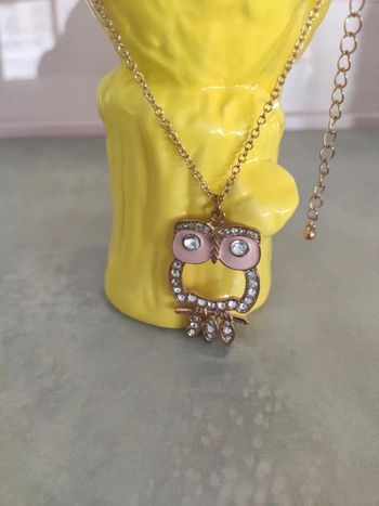 Collier chouette métal strass