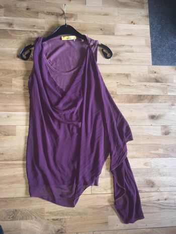 joli top mauve drapé devant black pepita nickel S