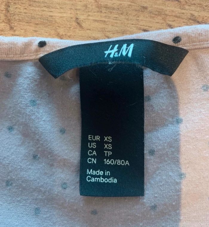 T-shirt femme rose à pois noirs taille 34 H&M - photo numéro 2