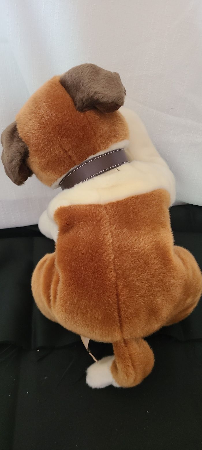 Peluche chien Saint-Bernard KEEL marron et blanc, baril de sauvetage autour du cou, 38 cm de long - photo numéro 3