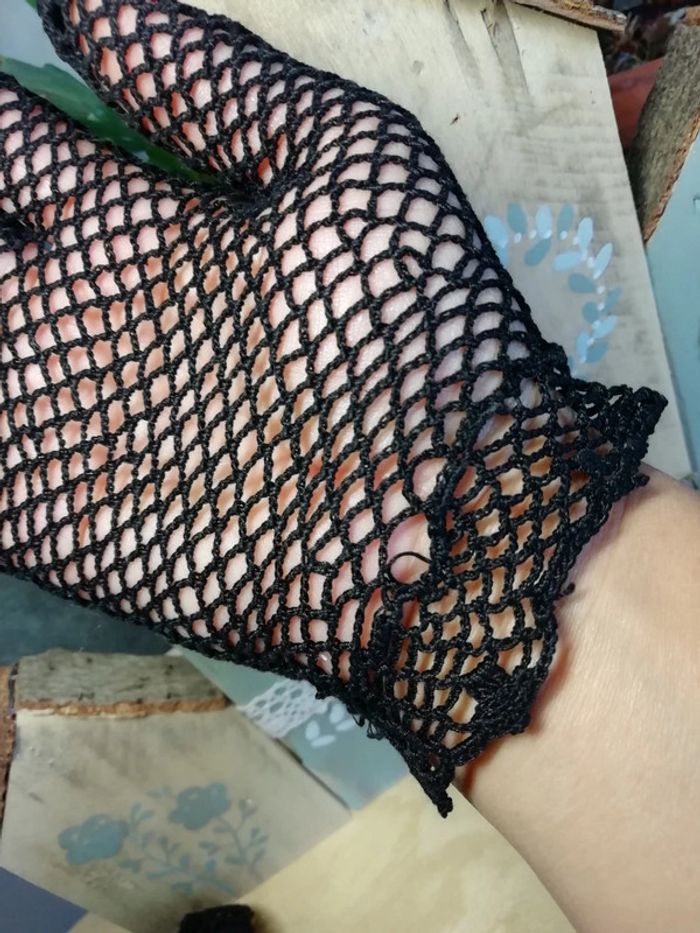 Gants resille noir black glove retro pin up vintage - photo numéro 5