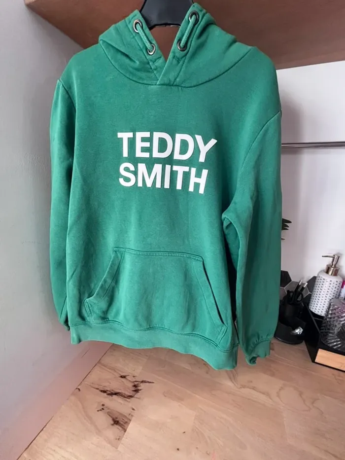 Sweat à capuche épais vert Brésil • Teddy Smith • 12 ans - photo numéro 2