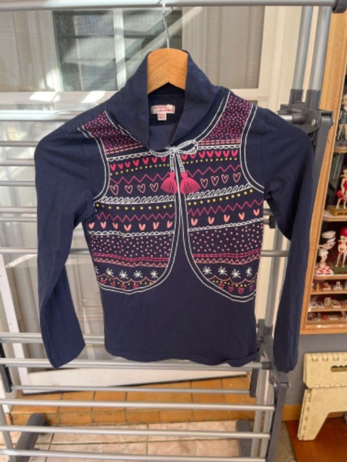 Haut col roulé bleu et multicolore taille 10 ans