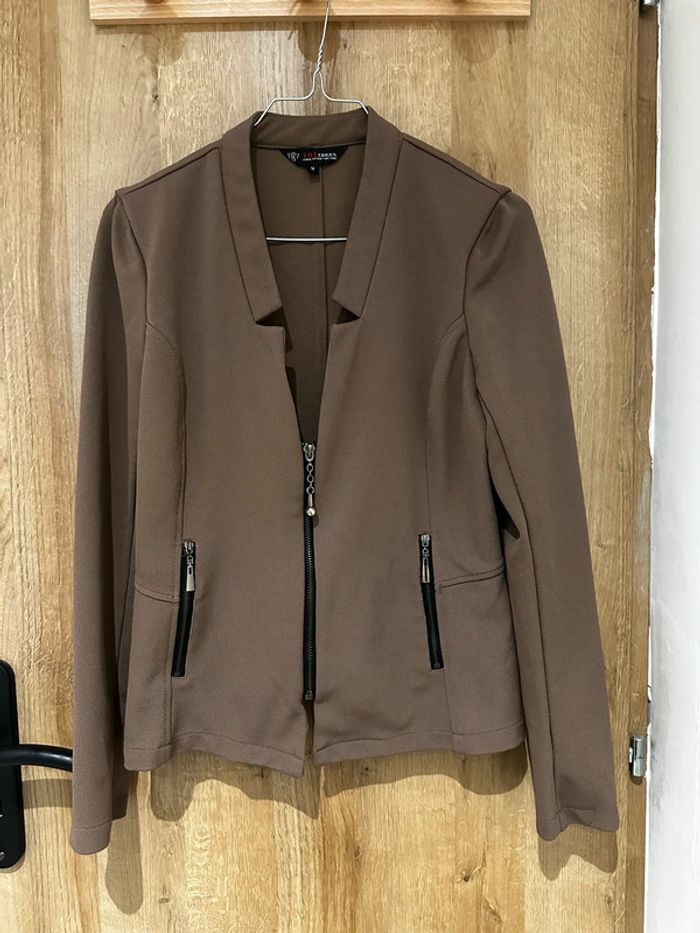 Veste blazer uni cintré camel taille M