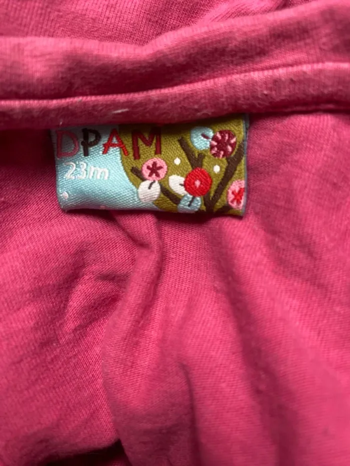 TEE shirt manches longues rose joli col 24 mois - photo numéro 5