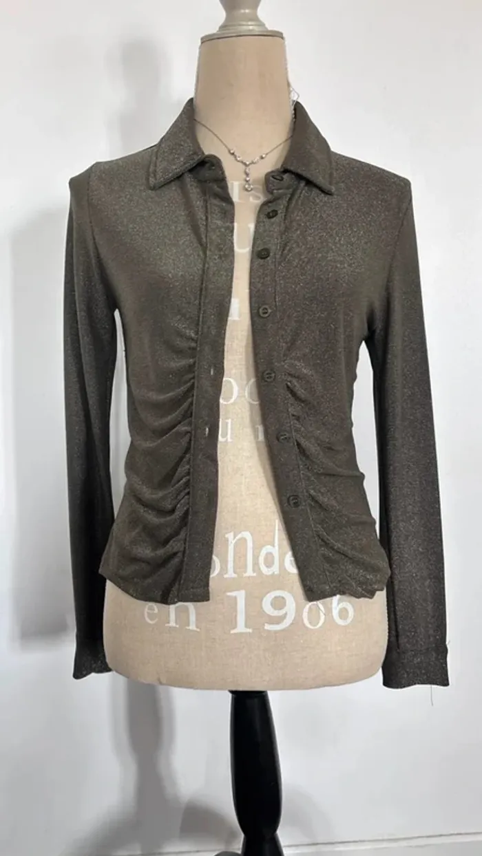 💕 chemisier kaki cintré à paillettes taille unique #florencia - photo numéro 2