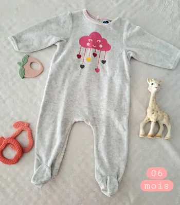 Pyjama 1 pièce nuage gris 06mois