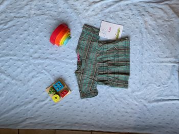 tunique manches courtes turquoise et gris avec poches 3 ans NKY