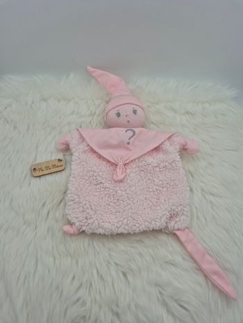 Doudou Marionette plate Poupée Corolle rose