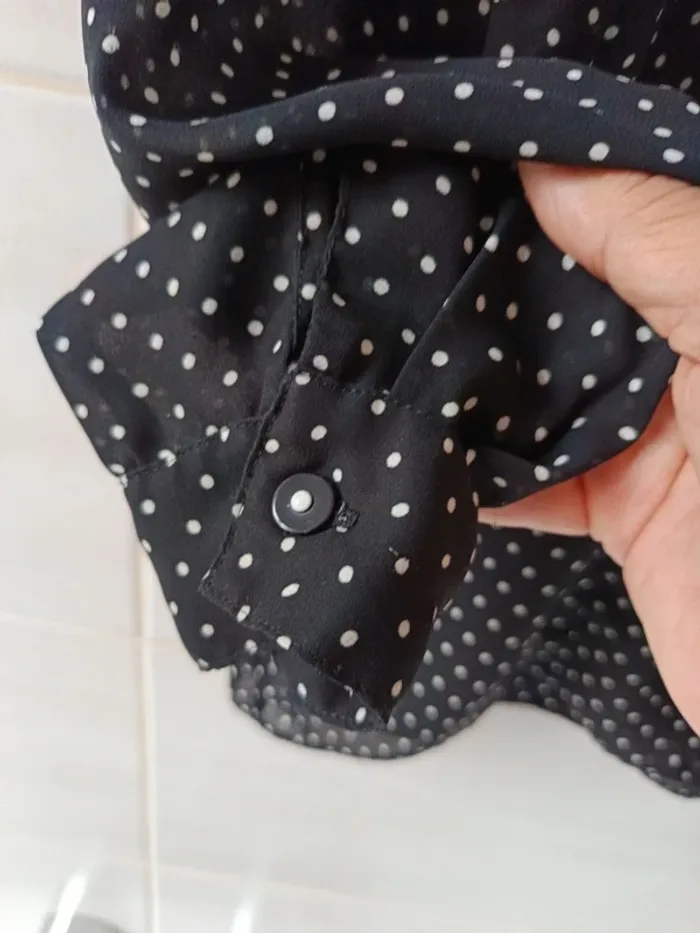 Chemise 123 t.42 noir pois blanc - photo numéro 3