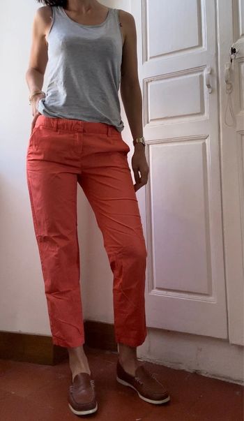 Pantalon chinos 7/8eme - camaïeu - corail - 38