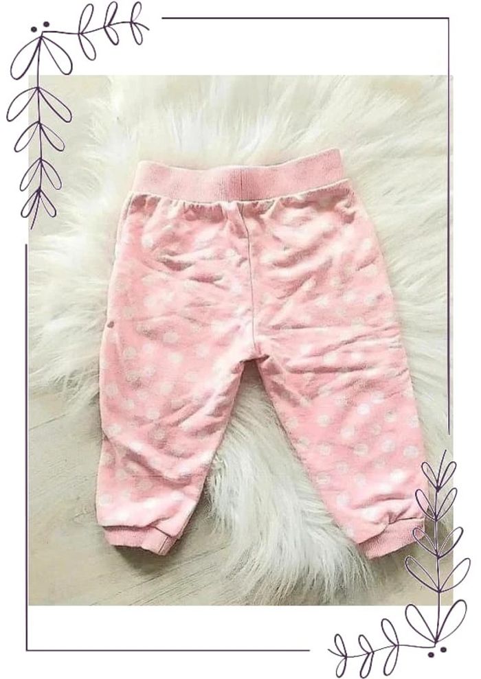 Pantalon jogging bébé fille 18 mois rose avec pois blancs - photo numéro 2