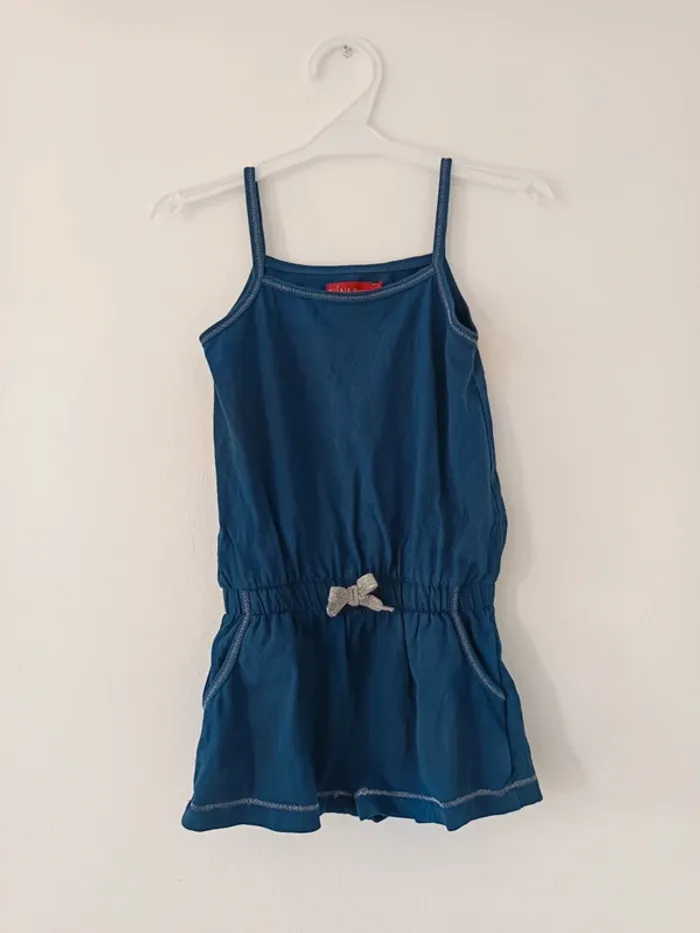 Combishort à nœud bleu marine fille 3 ans Tissaia