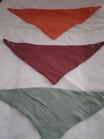 🚼3 bandana bavoirs Neuf gaze de coton 
