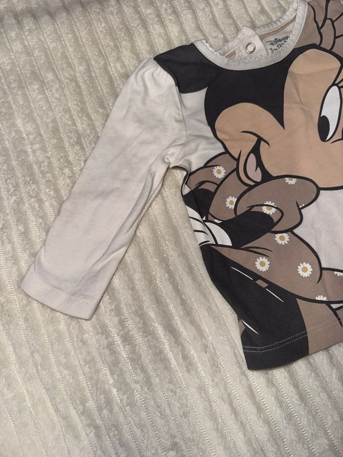 Top manche longue - blanc et marron - Disney Baby - 6 mois - excellent état - photo numéro 4