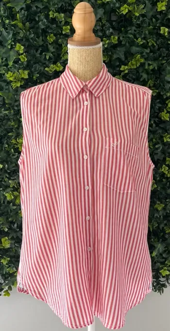 Débardeur/T.shirt/top/chemise sans manche rayé rouge et blanc LOGG pour femme, taille : 42