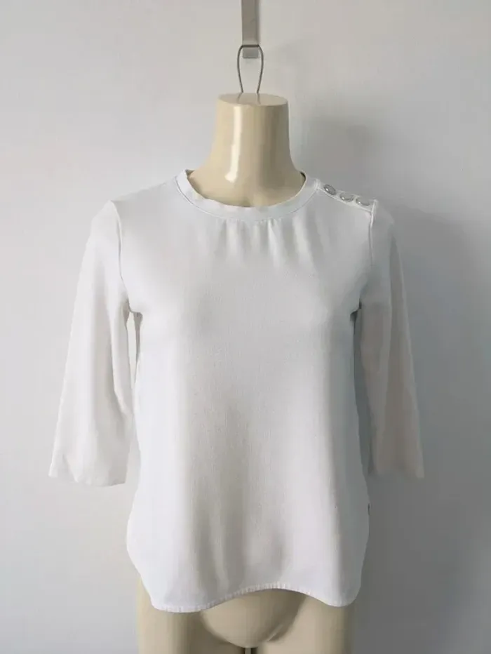 T-shirt blanc manches 3/4 - Caroll - taille XS - photo numéro 1