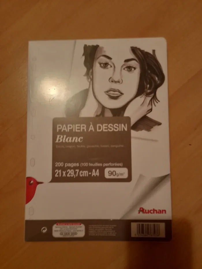 Lot de 2 Paquets + 1 Commencé de Papier à Dessin Blanc Perforé A4 - Auchan