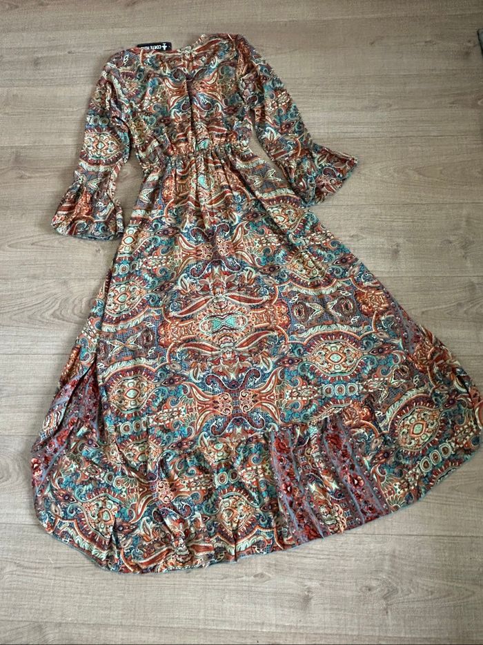 Robe longue imprimée neuve en soie Corte Hindu taille unique - photo numéro 8
