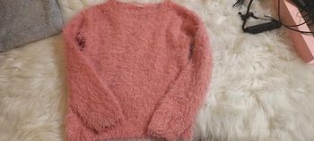 Pull vintage à poils 8 ans rose