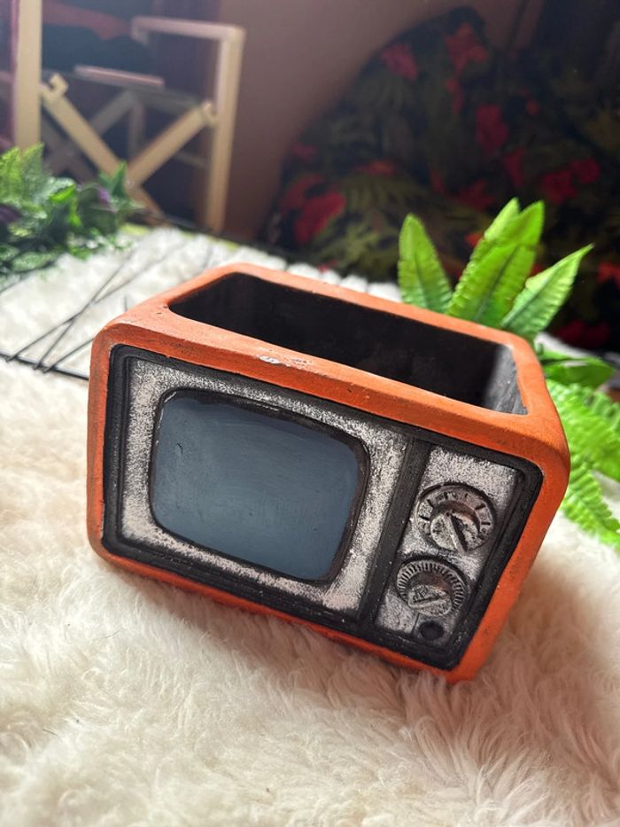 Bibelot téléviseur vintage orange - photo numéro 2